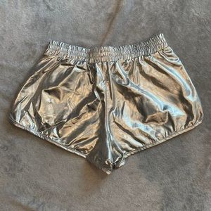 metallic high waisted shorts